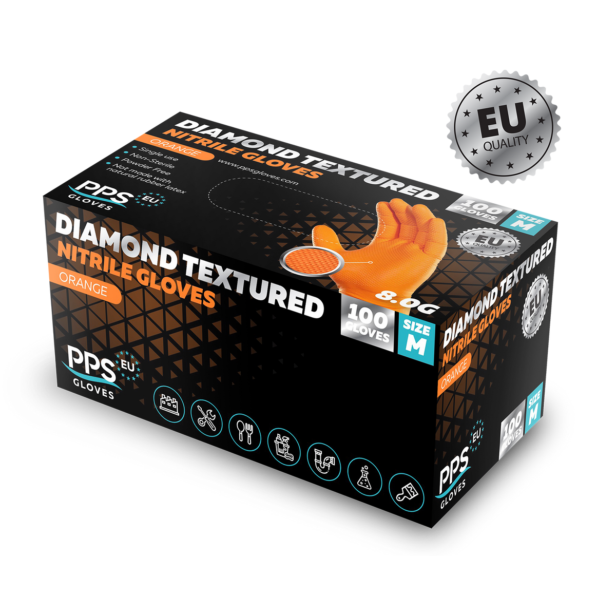 Diamond Grip Textured Nitrile Gloves - Small