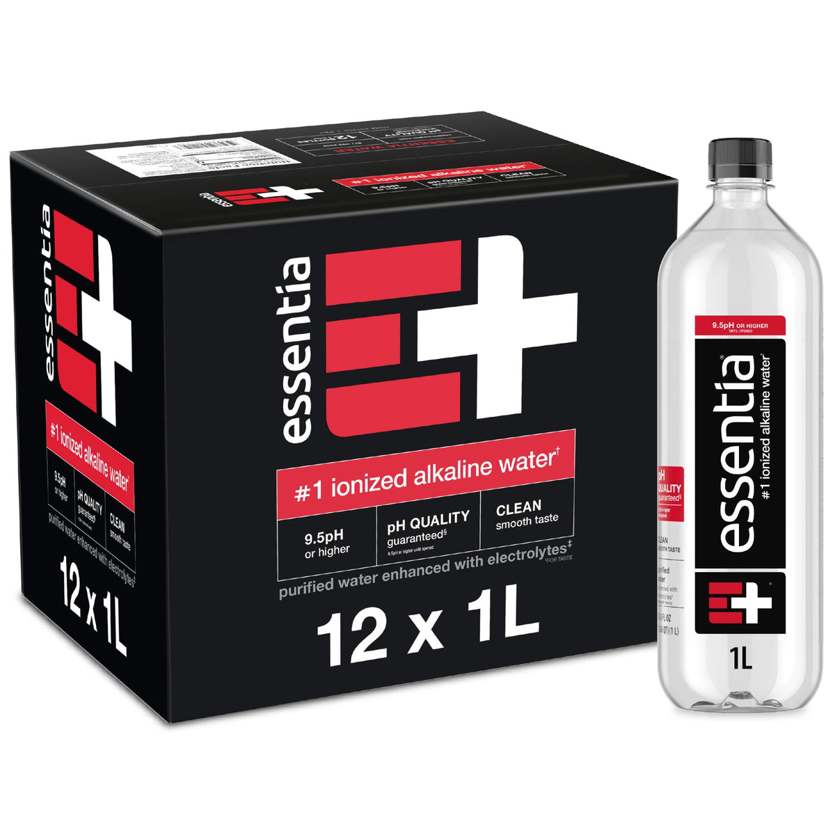 Essentia Ionized Alkaline 99.9% Pure Water, 1 Liter Bottles - Case of 12