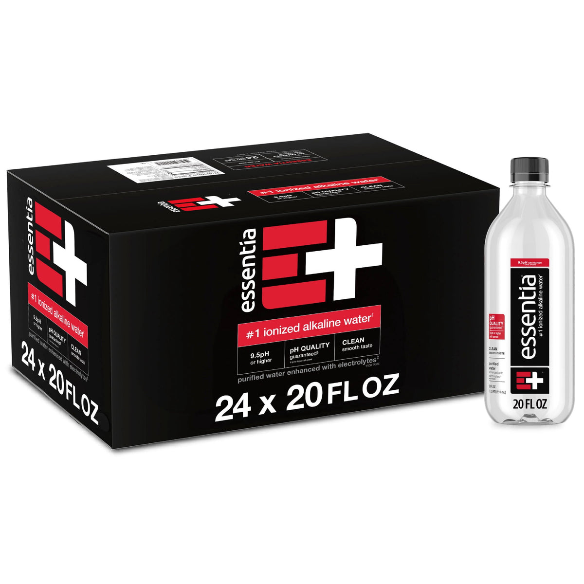 Essentia Ionized Alkaline Water, 20 fl oz Bottles - Case of 24
