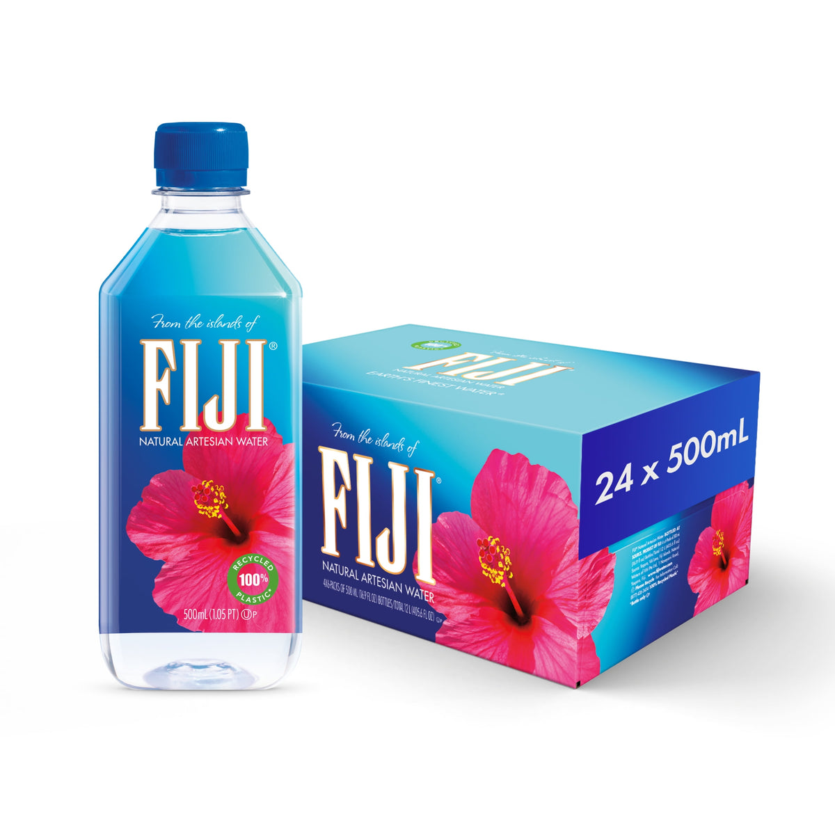 FIJI Natural Artesian Water, 500 mL (16.9 fl oz) Bottles - Case of 24