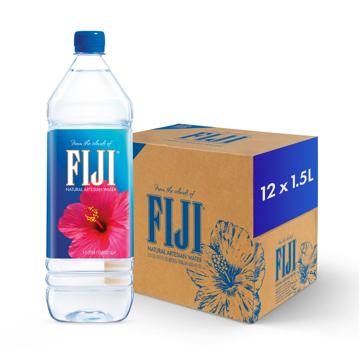 FIJI Natural Artesian Water, 1.5 Liter Bottles - Case of 12
