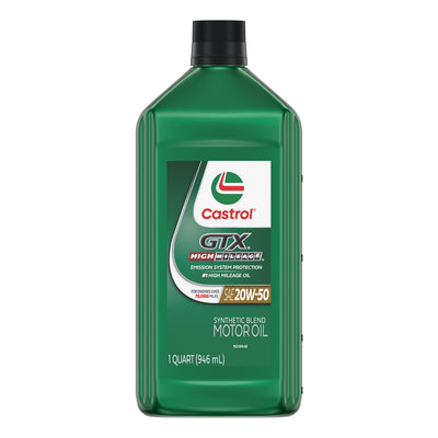 Castrol GTX High Mileage 20W-50 Motor Oil - Case of 6 x 1 Qt (144EFF)