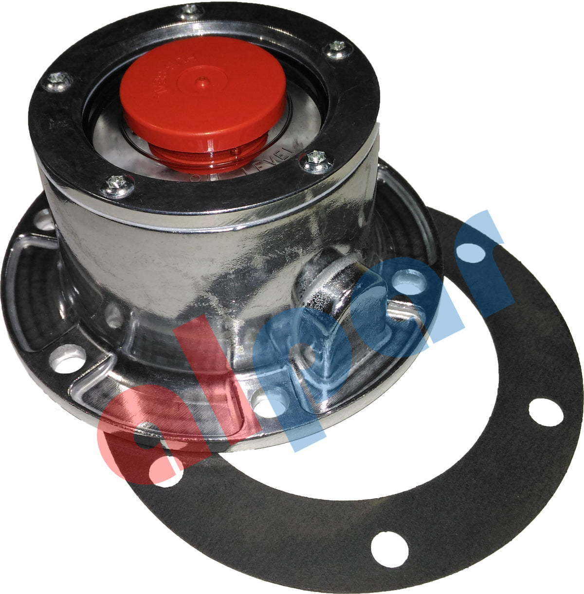 Alpar H-18945 Aluminum Hub Cap 4024 6-Hole with Gasket, Front Axle - Volvo VNL, Ref 180.10622