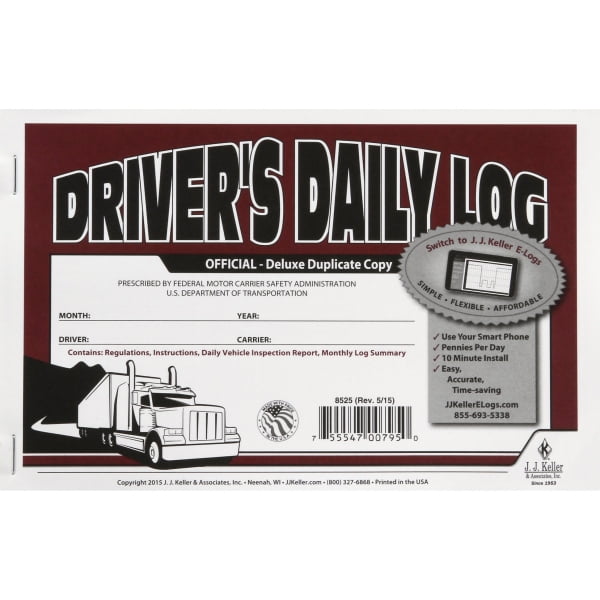 J.J. Keller Deluxe Driver's Daily Log Book with Detailed DVIR 601LD