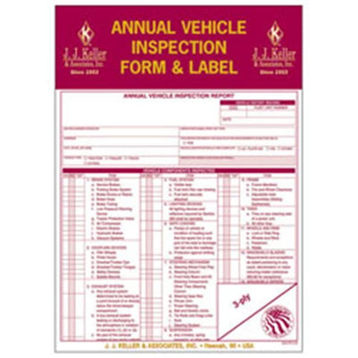J.J. Keller Annual Vehicle Inspection Report with Label 9MP