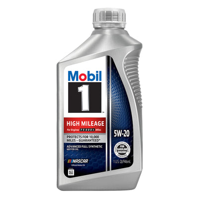 Mobil 1 High Mileage 5W-20 Full Synthetic Motor Oil - Case of 6 x 1 Qt (120455)