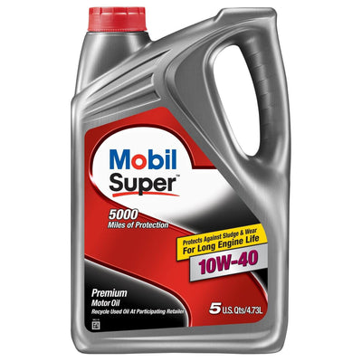 Mobil Super Synthetic Blend 10W-40 Motor Oil 5 Qt - Case of 3 (124409)