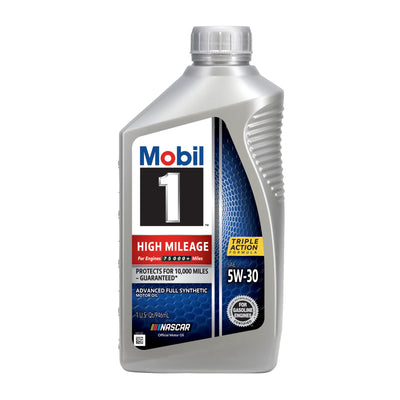 Mobil 1 High Mileage 5W-30 Full Synthetic Motor Oil - Case of 6 x 1 Qt (103767)