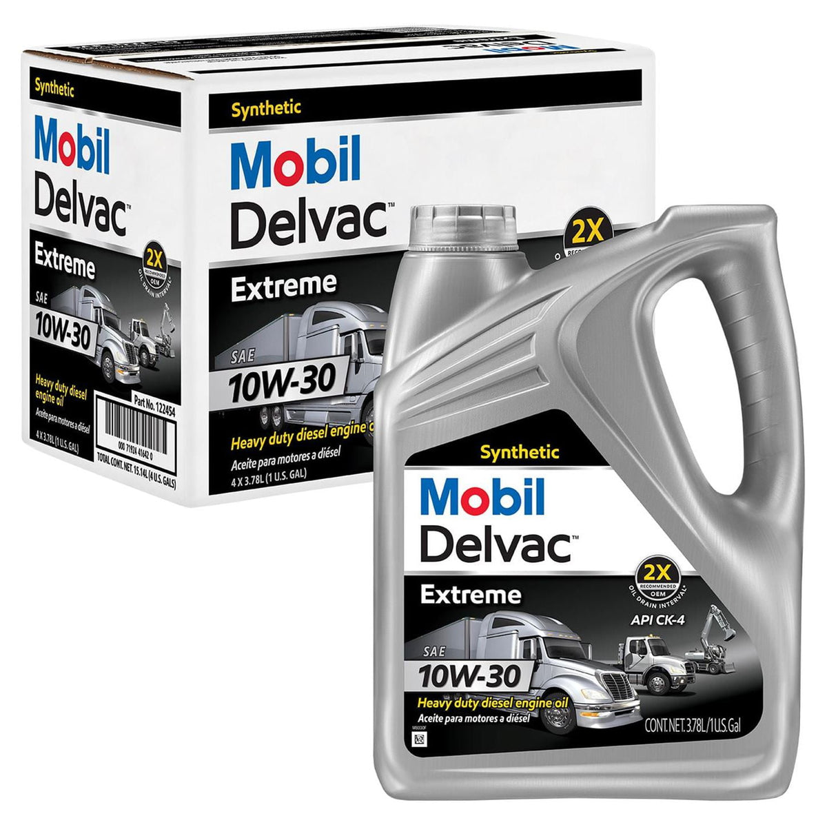 Mobil Delvac Extreme 10W-30 Full Synthetic Diesel Engine Oil - Case of 4 x 1 Gal (122454)