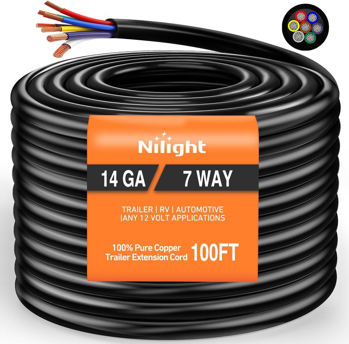 7-Way Trailer Cable - 100 ft