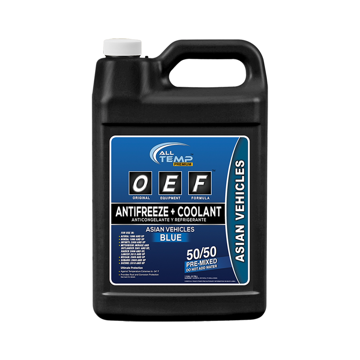 All Temp OEF Asian Blue 50/50 Antifreeze/Coolant (6 x 1 Gal) - 13980