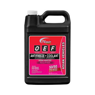 All Temp OEF Asian Red/Pink 50/50 Antifreeze/Coolant (6 x 1 Gal) - 11404