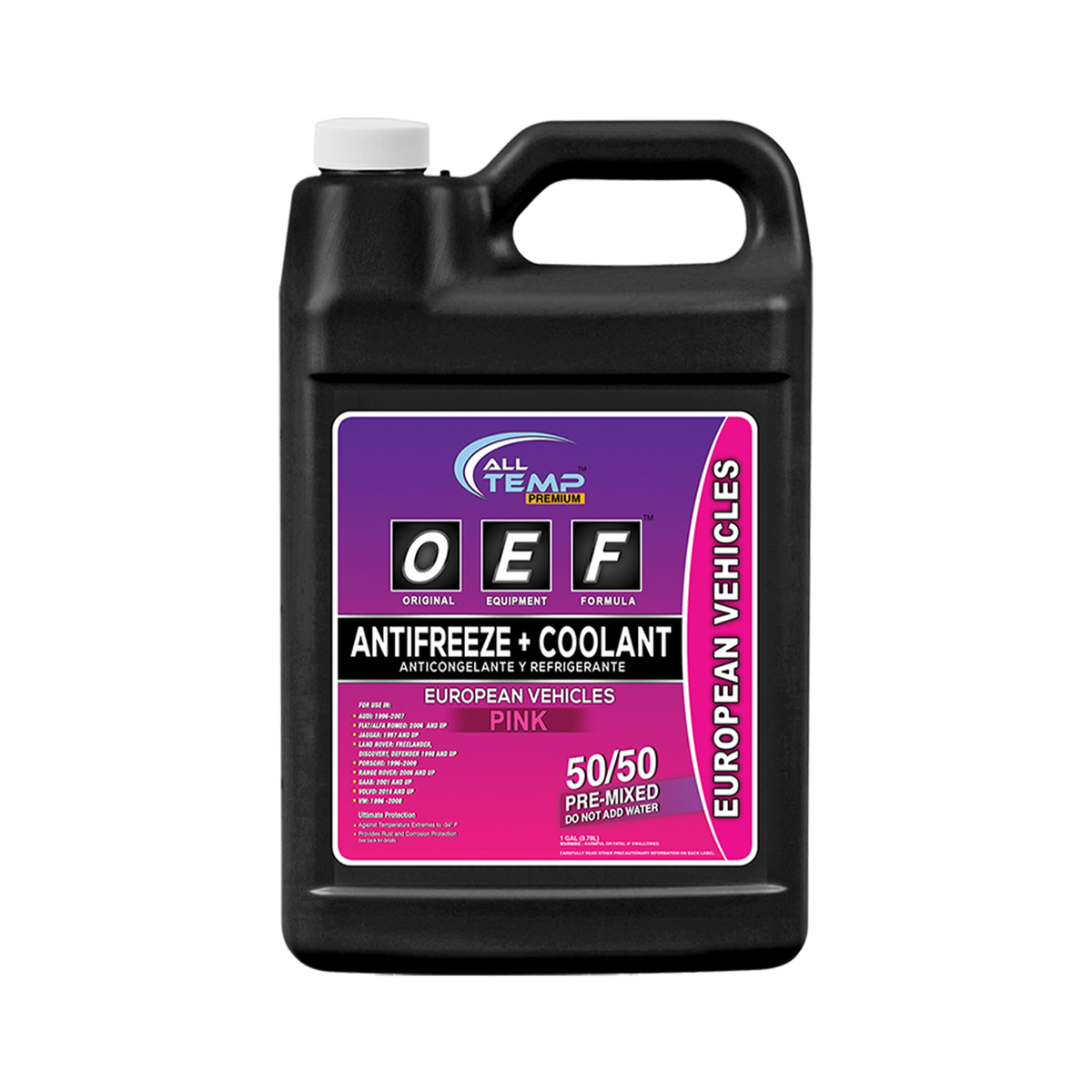 All Temp OEF European Pink 50/50 Antifreeze/Coolant (6 x 1 Gal) - 14280