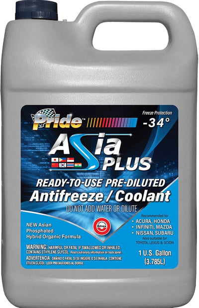 Pride Asia Plus Blue 50/50 Premixed Antifreeze/Coolant (6 x 1 Gal) - 6PA34