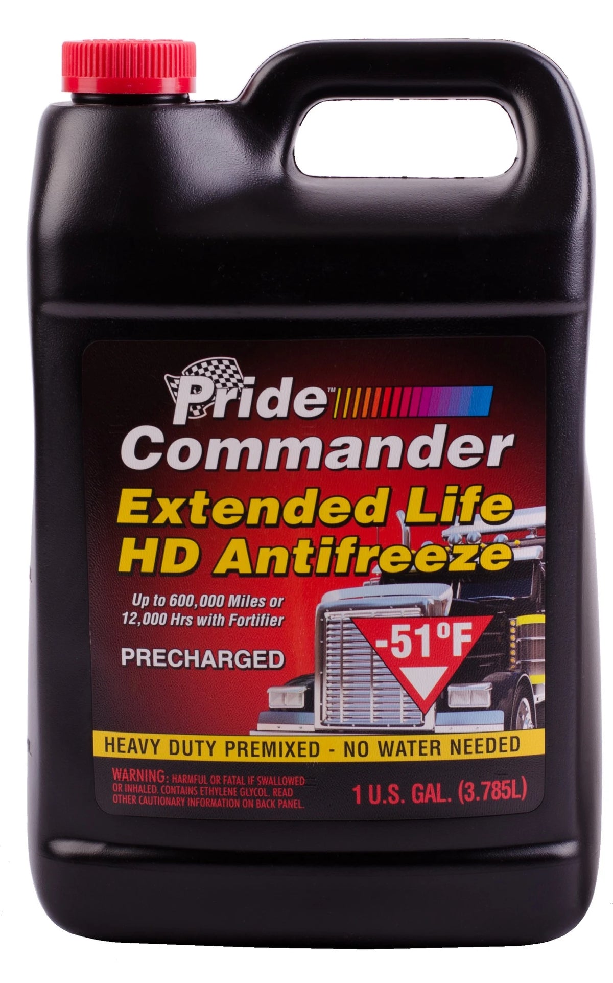 Pride Commander-51 HD Extended Life Red 50/50 Antifreeze/Coolant (6 x 1 Gal) - 6PC51