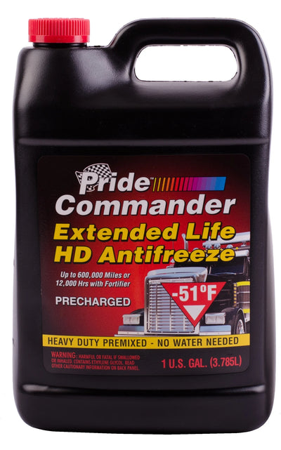 Pride Commander-51 HD Extended Life Red 50/50 Antifreeze/Coolant (6 x 1 Gal) - 6PC51