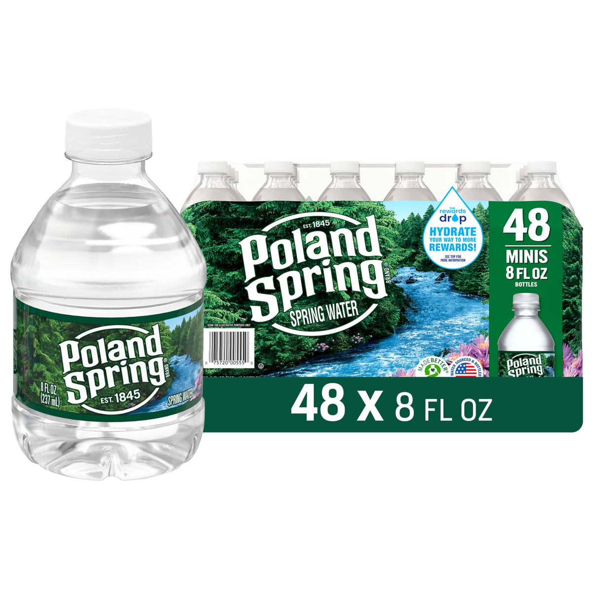 Poland Spring 100% Natural Spring Water, 8 fl oz Mini Bottles - Case of 48