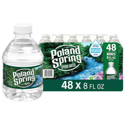 Poland Spring 100% Natural Spring Water, 8 fl oz Mini Bottles - Case of 48