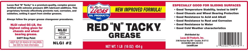 Lucas Oil 10027 Red "N" Tacky Grease NLGI #2 - 35 lb Pail