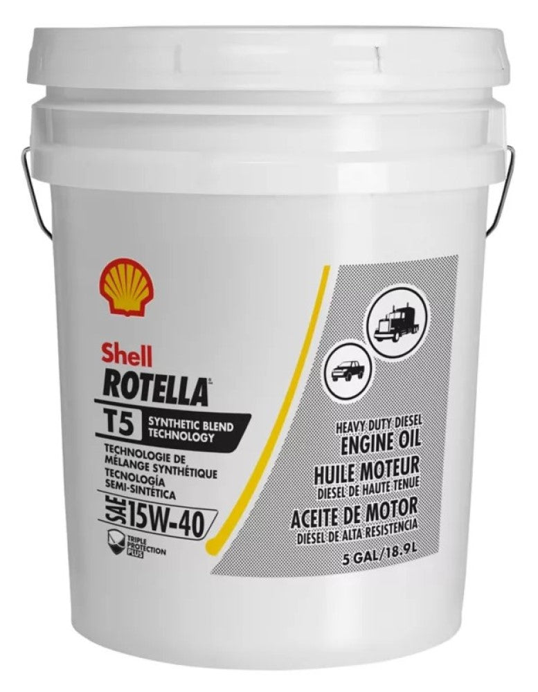 Shell Rotella T5 15W-40 Synthetic Blend Diesel Engine Oil - 5 Gallon Pail (550067157)