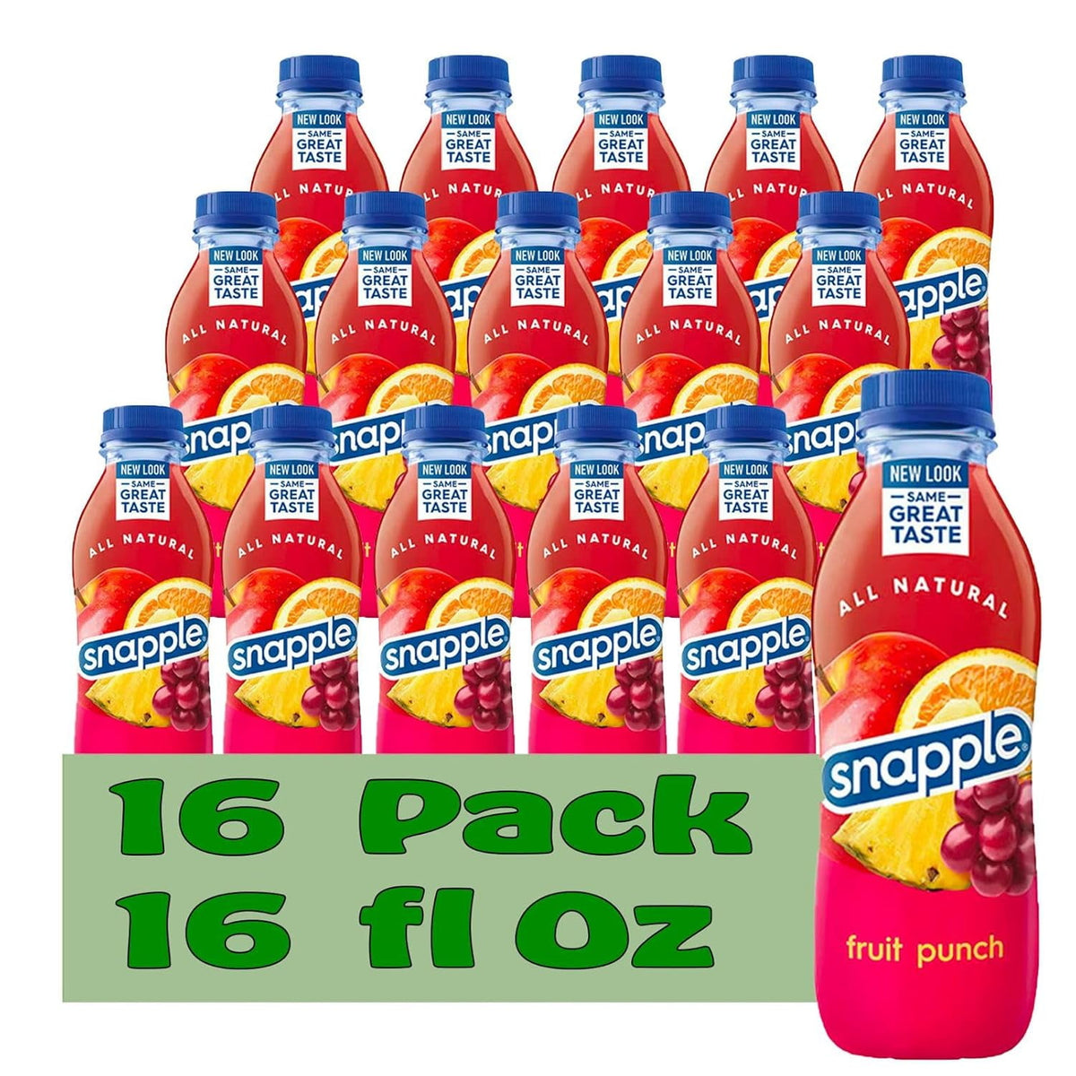 Snapple Fruit Punch Juice Drink, 16 fl oz Glass Bottles - Case of 24