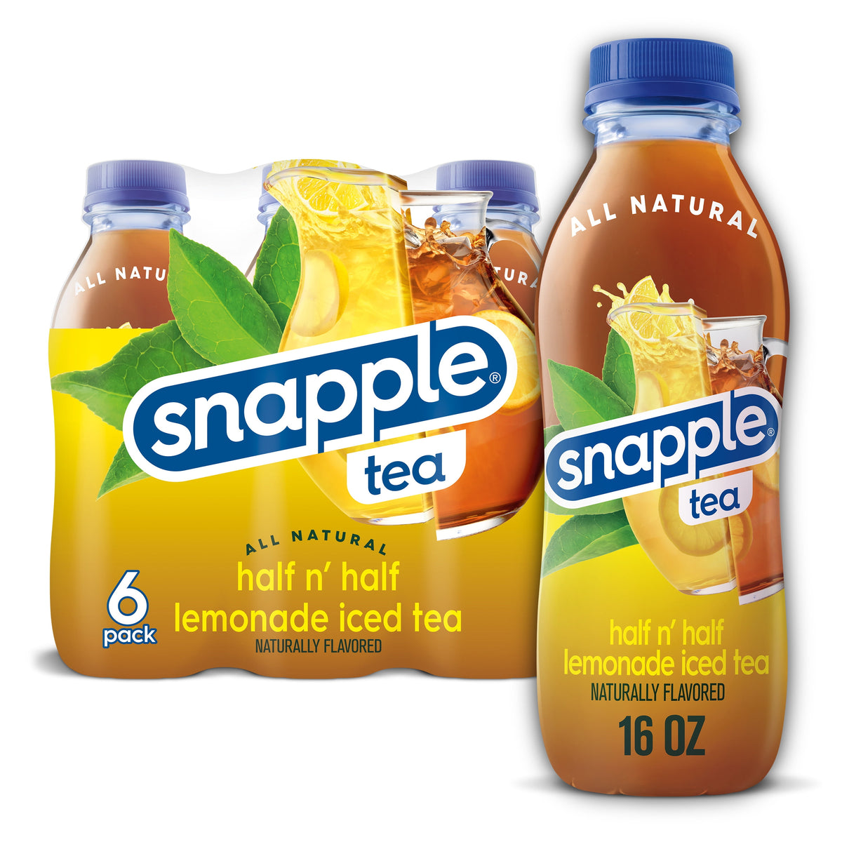 Snapple Half 'n Half Lemonade Iced Tea, 16 fl oz Glass Bottles - Case of 24