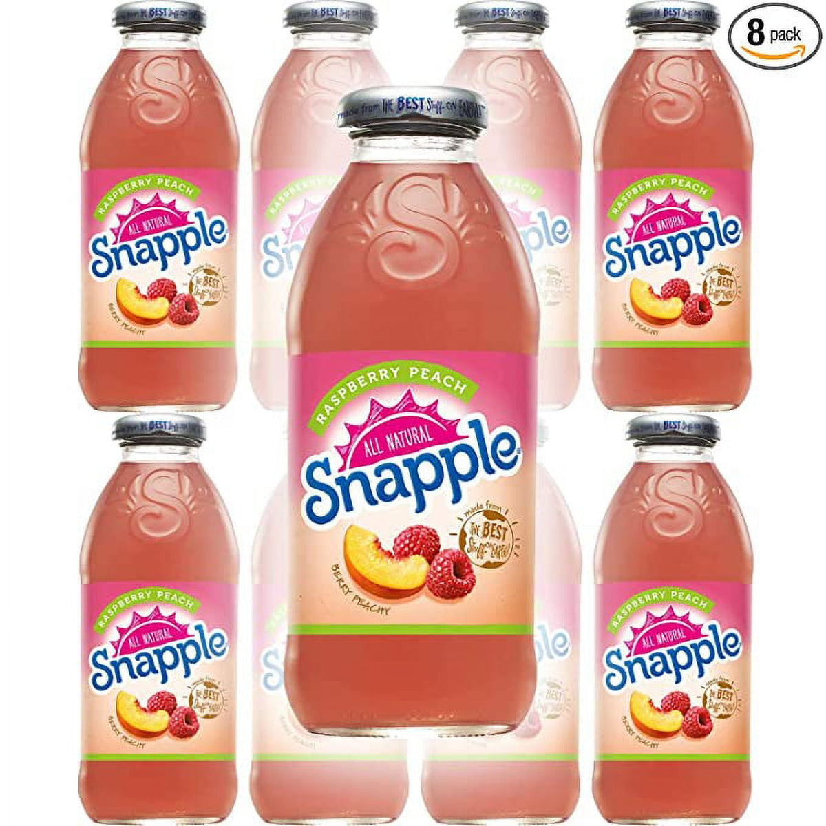 Snapple Raspberry Peach Tea, 16 fl oz Glass Bottles - Case of 24