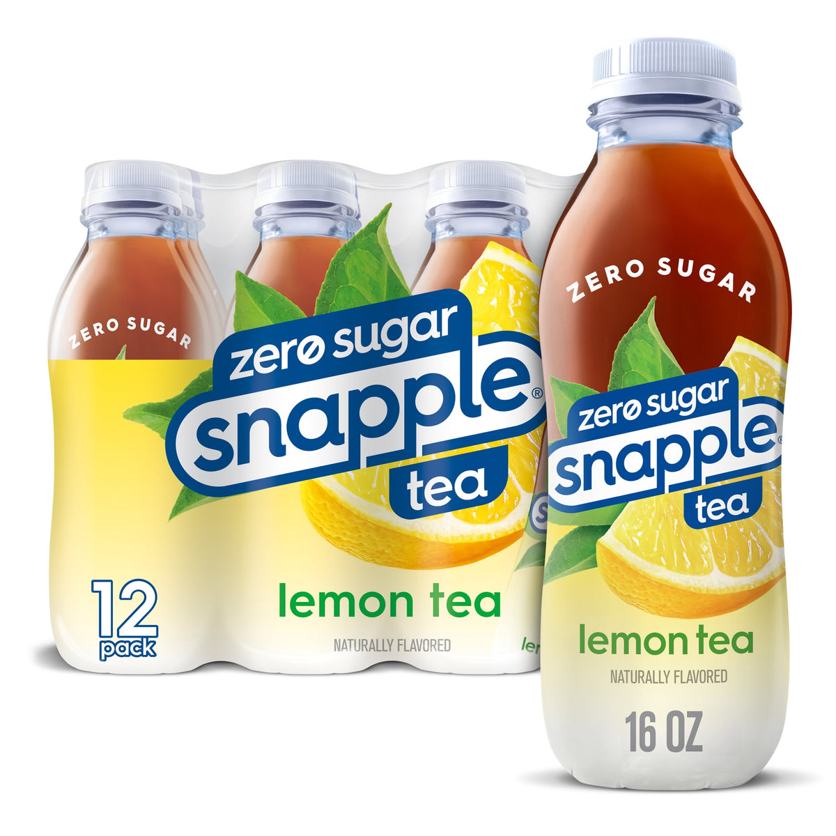 Snapple Zero Sugar Lemon Tea, 16 fl oz Bottles - Case of 12