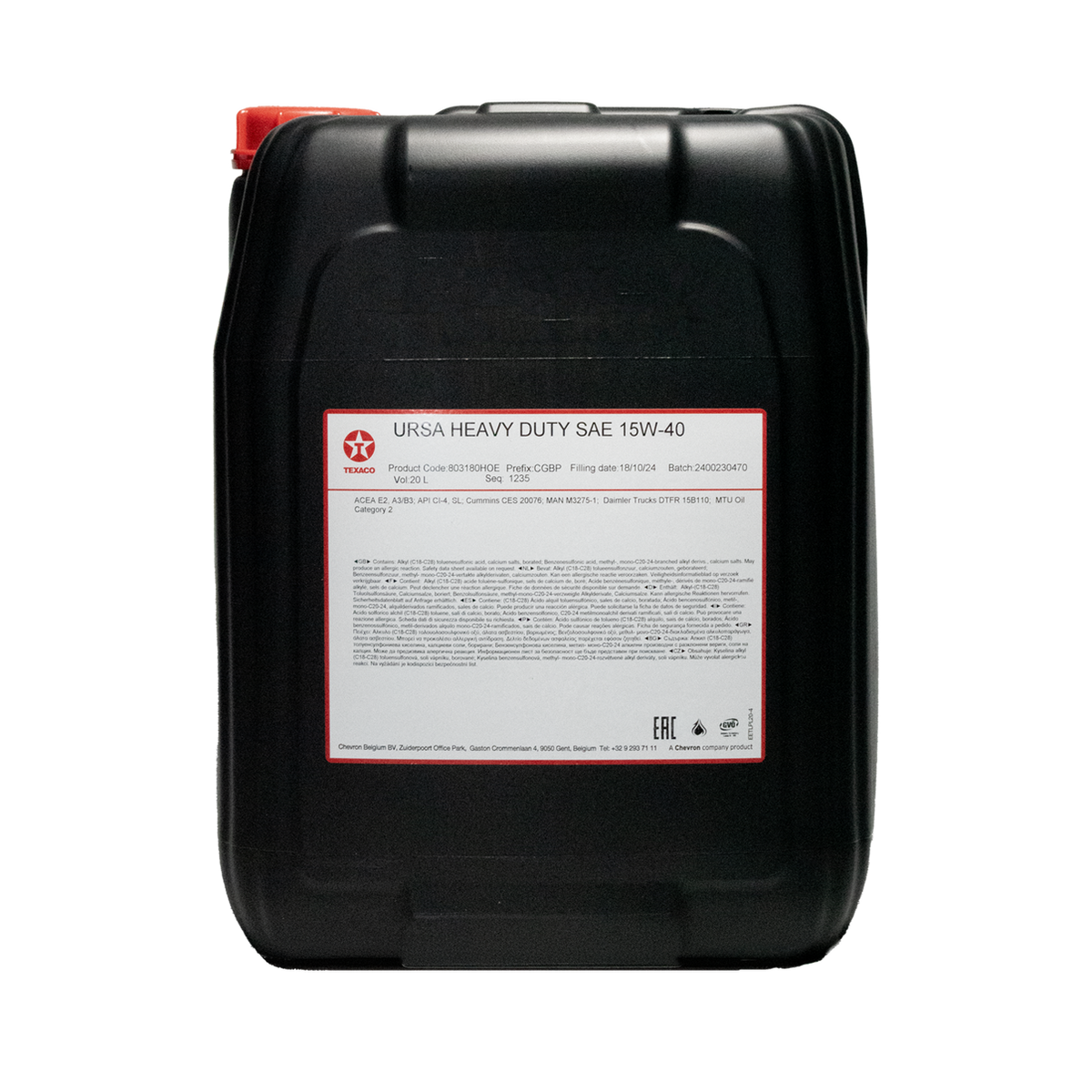 Texaco Ursa 15W-40 Heavy Duty Diesel Engine Oil - 5 Gallon Pail