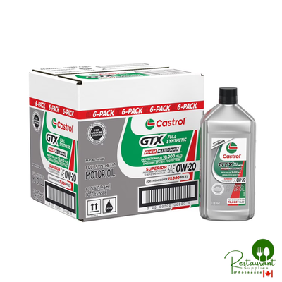Castrol GTX Full Synthetic High Mileage 0W-20 Motor Oil - Case of 6 x 1 Qt (160BA4)