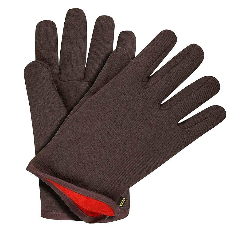 Brown Jersey Winter Work Gloves with Red Fleece Lining