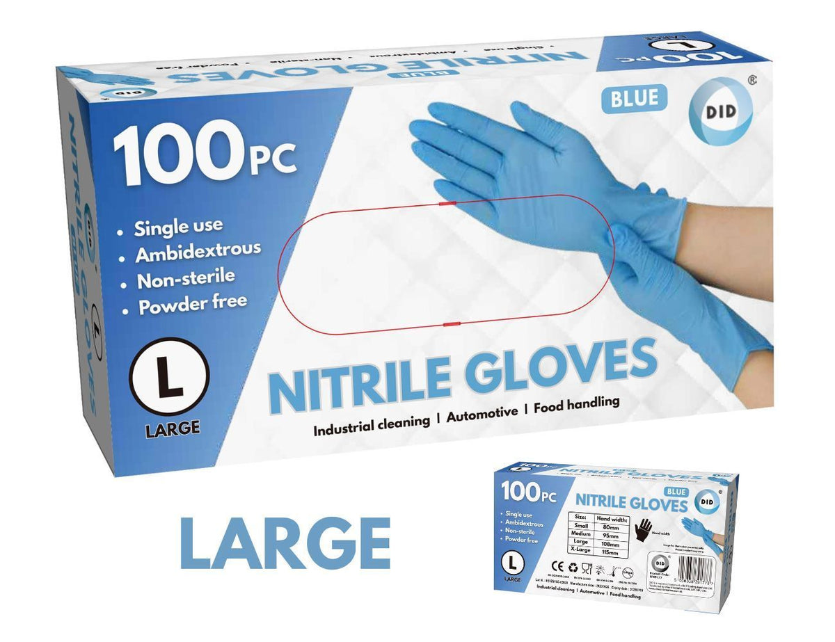 Blue Nitrile Mechanic Gloves - Large