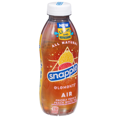 Snapple Elements Air (Prickly Pear & Peach White Tea), 16 fl oz Bottles - Case of 24