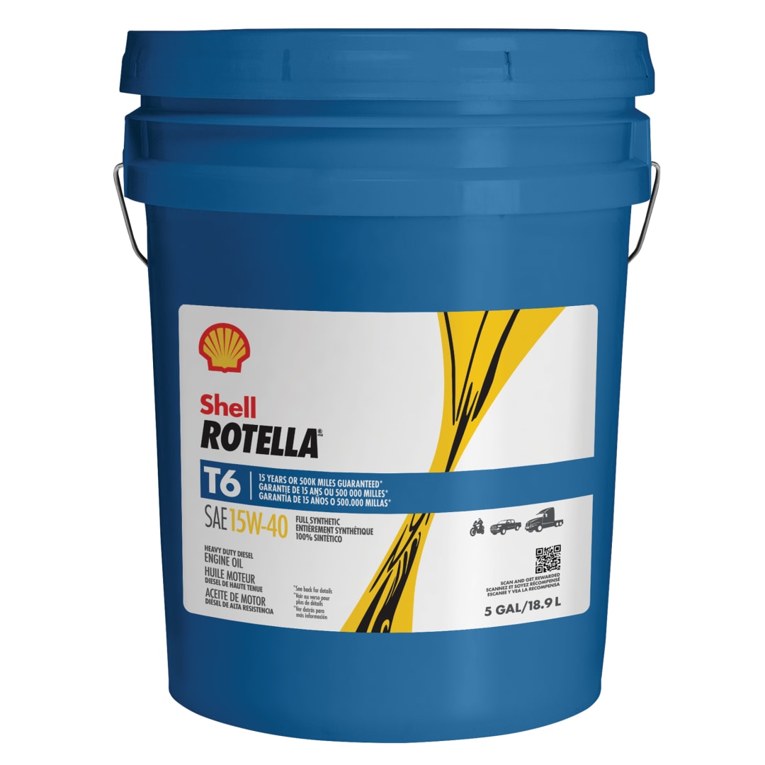 Shell Rotella T6 Full Synthetic 15W-40 Heavy Duty Diesel Engine Oil - 5 Gallon Pail - 550062921