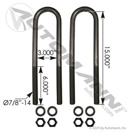 Automann U Bolt Kit 7/8in X 3in X 15in - AUBK5161-154