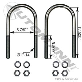 Automann U Bolt Kit RND 1-14in X 5-3/4in X 12.5in - AUBK8177-124