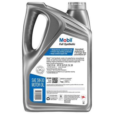 Mobil Full Synthetic 5W-30 Motor Oil 5 Qt - Case of 3 (125198)