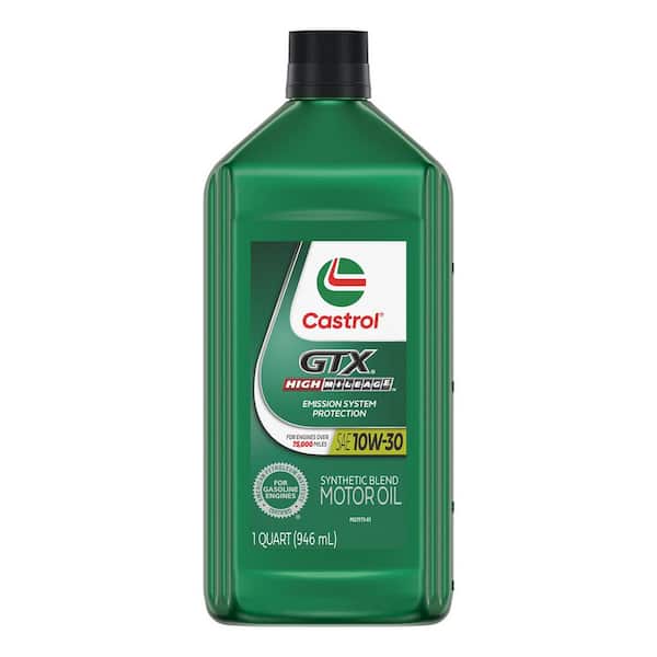 Castrol GTX High Mileage 10W-30 Synthetic Blend Motor Oil - Case of 6 x 1 Qt (149D6C)