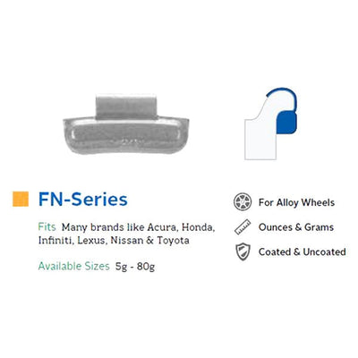 Ascot FN025Z FN-Style Zinc Clip-On Wheel Weight - 25 g