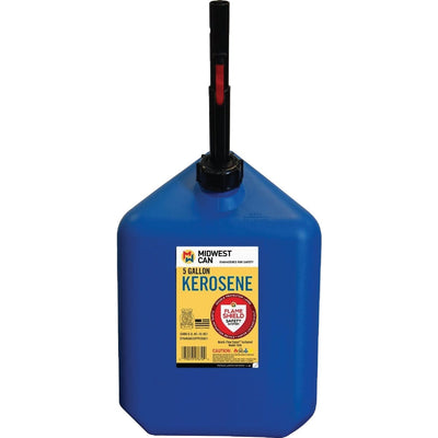 Midwest Can 5 Gallon Plastic Kerosene Can with Auto Shut-Off - Blue 7610