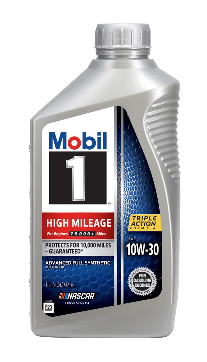 Mobil 1 High Mileage 10W-30 Full Synthetic Motor Oil - Case of 6 x 1 Qt (103535)