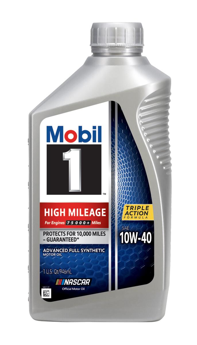 Mobil 1 High Mileage 10W-40 Full Synthetic Motor Oil - Case of 6 x 1 Qt (103536)