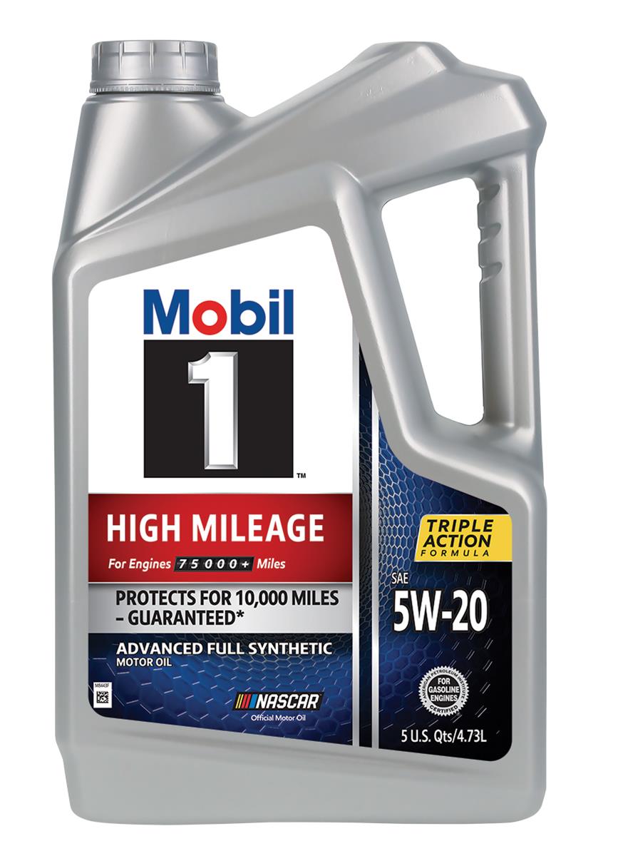 Mobil 1 High Mileage 5W-20 Full Synthetic Motor Oil 5 Qt - Case of 3 (120768)
