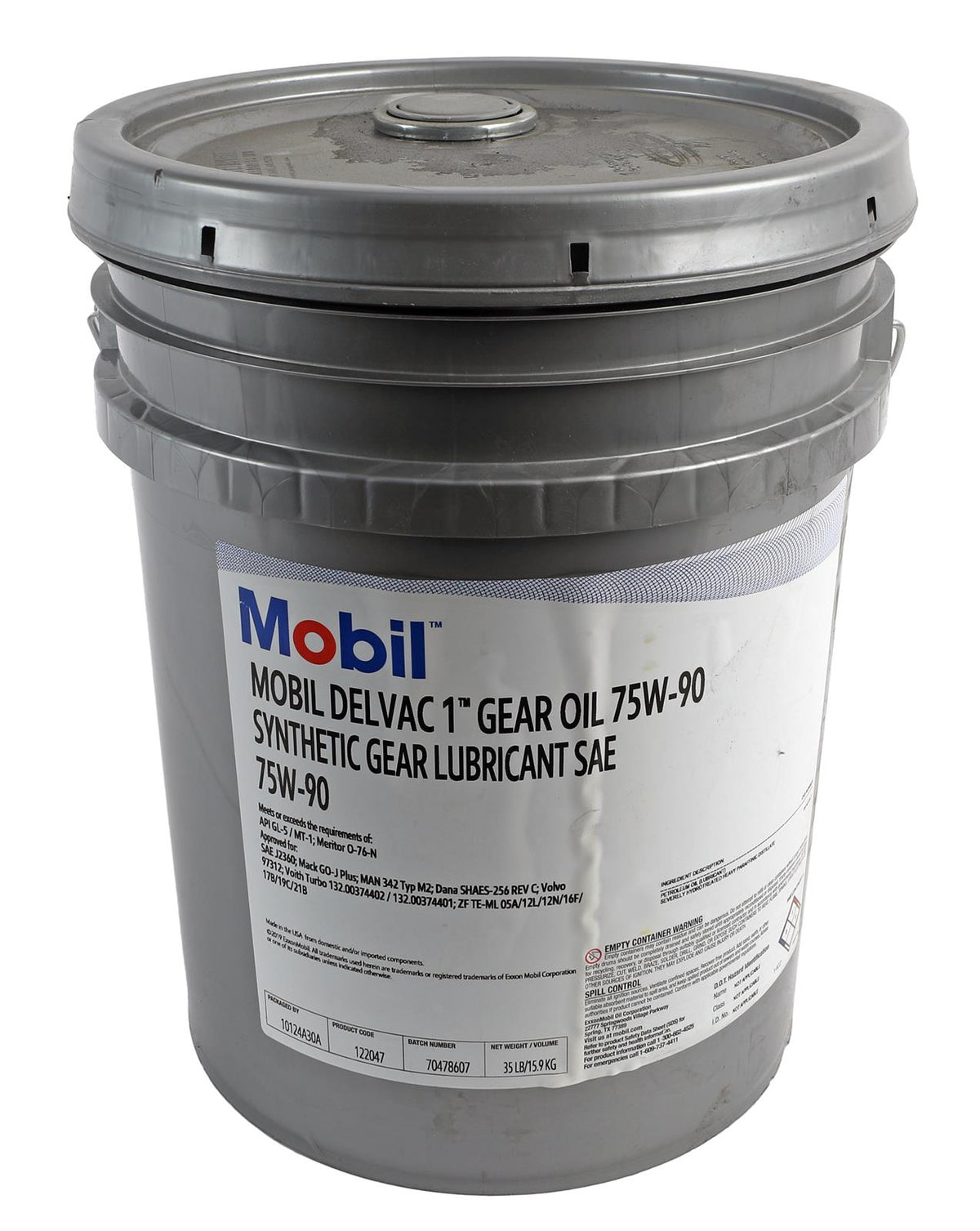 Mobil Delvac 1 Gear Oil 75W-90 - 5 Gal (35 lb) Pail (122047)
