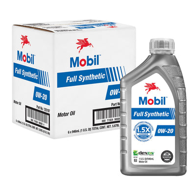 Mobil Full Synthetic 0W-20 Motor Oil - Case of 6 x 1 Qt (125197)
