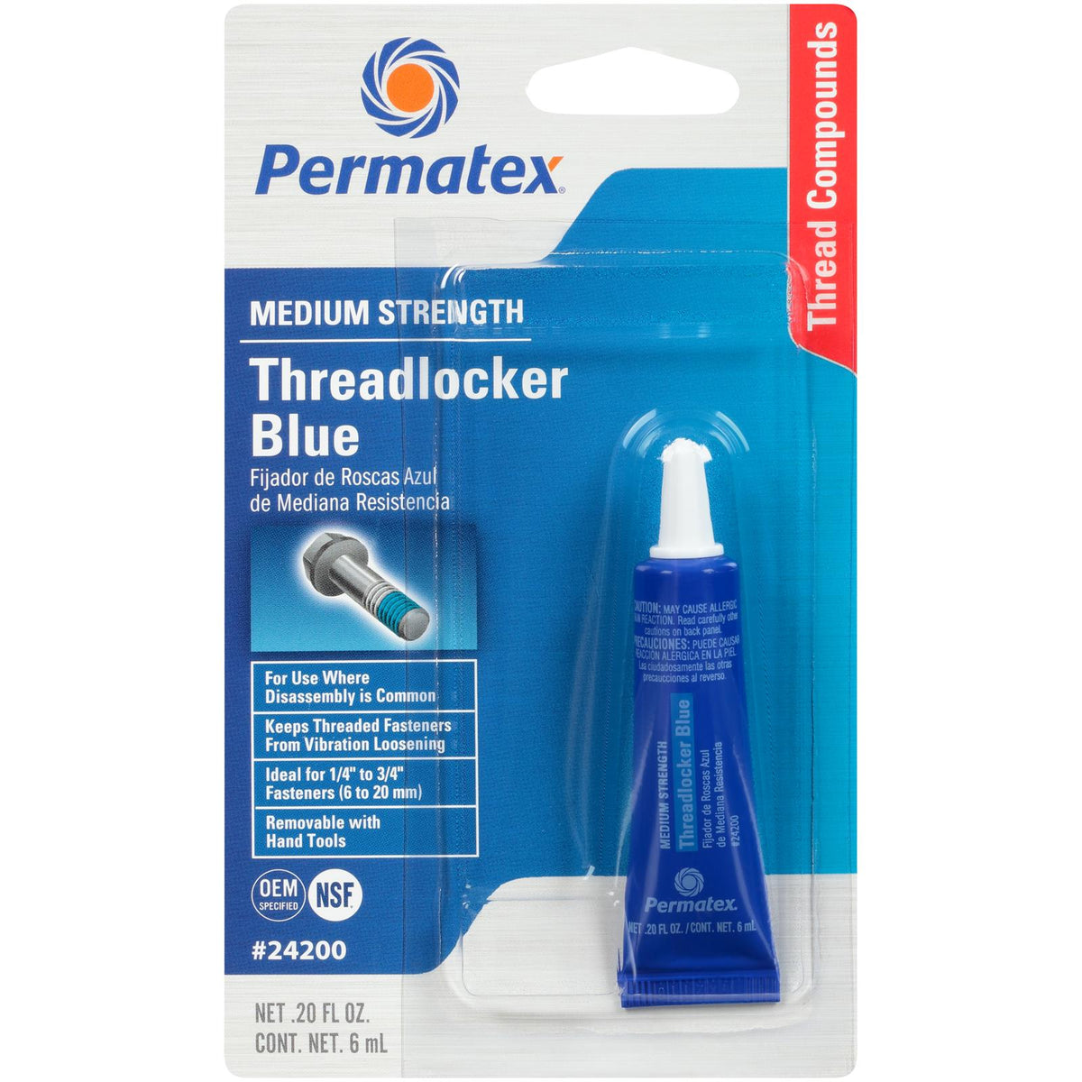 Permatex Medium Strength Blue Threadlocker 24200