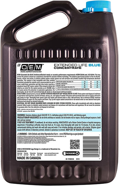 OEM Extended Life Blue Antifreeze/Coolant Concentrate for Asian Vehicles (4 x 1 Gal) - 86-174BOEM