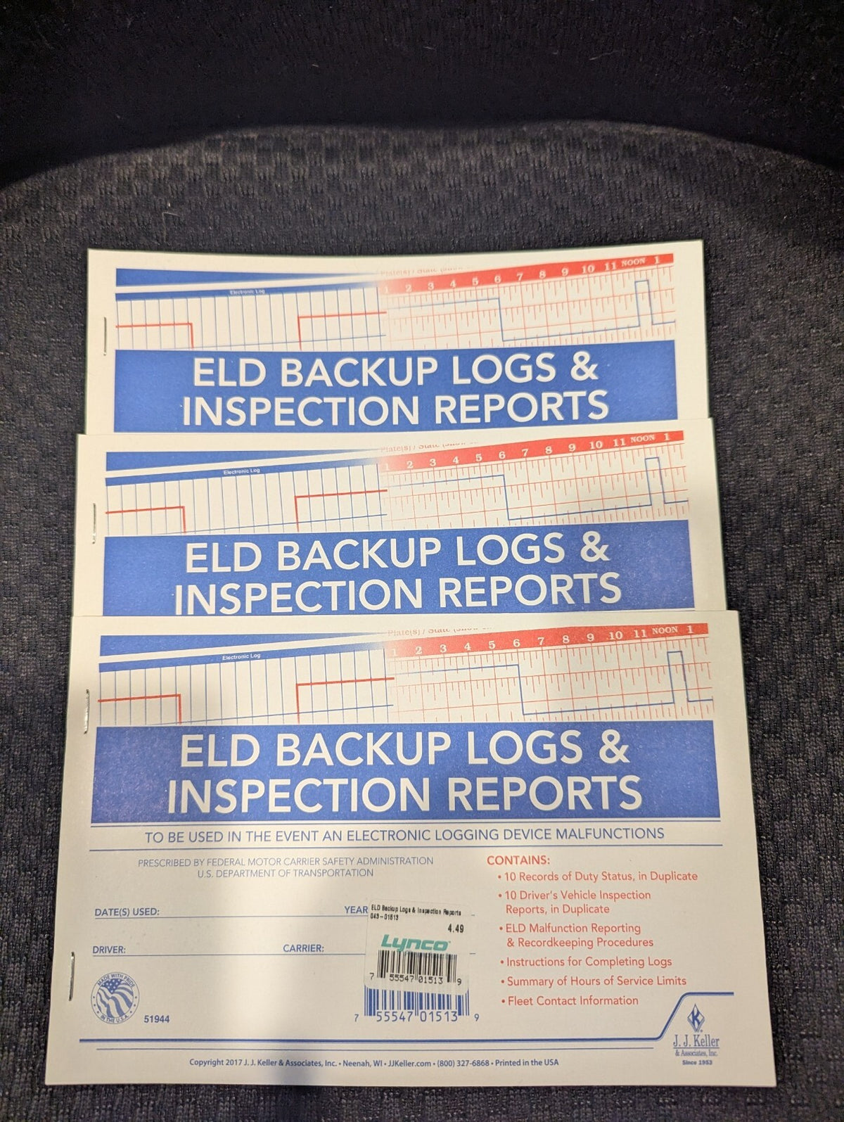J.J. Keller ELD Backup Log Book with Detailed DVIR 51944