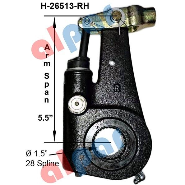 HD Pioneer H-26513RH Automatic Slack Adjuster - 1-1/2 in 28 Spline x 5.5 in Arm, Right Hand