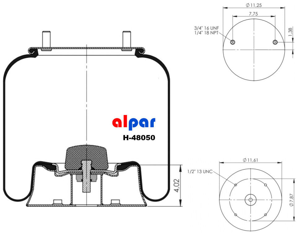 HD Pioneer H-48050 8050 Air Spring - Replaces Hendrickson S-4771, Navistar 1685174C1, Firestone W01-358-8050, 1R14-039